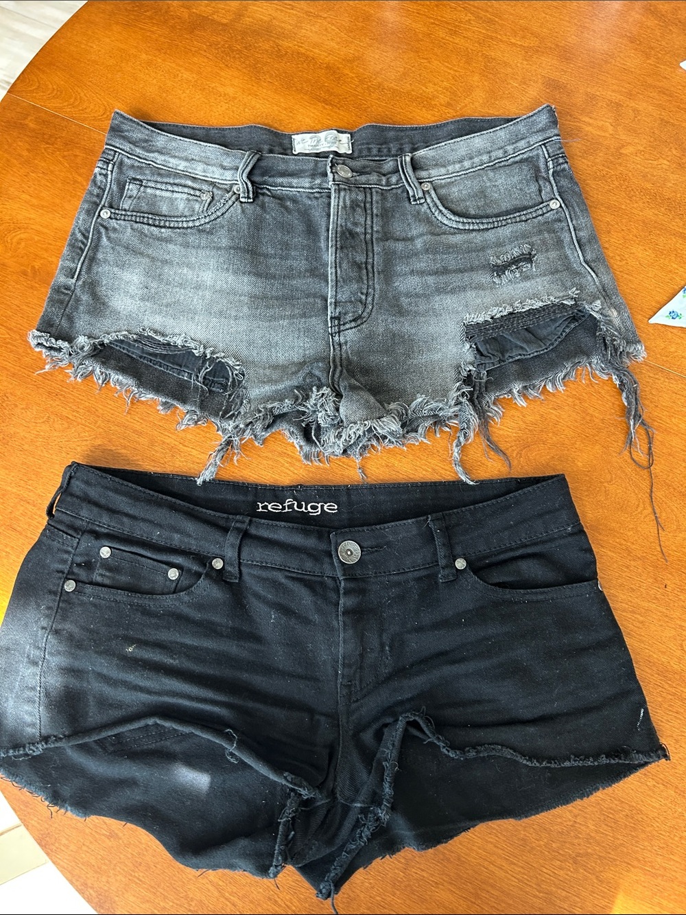 Black and Gray Distressed Denim Shorts Set 2 pair